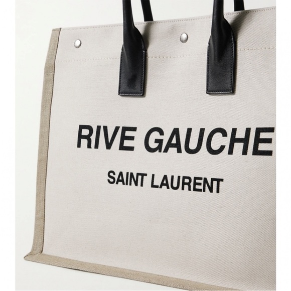 SAINT LAURENT Rive Gauche logo printed canvas large tote - Picture 3 of 5